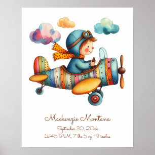 Whimsisches Flugzeug-Kinderzimmer Poster