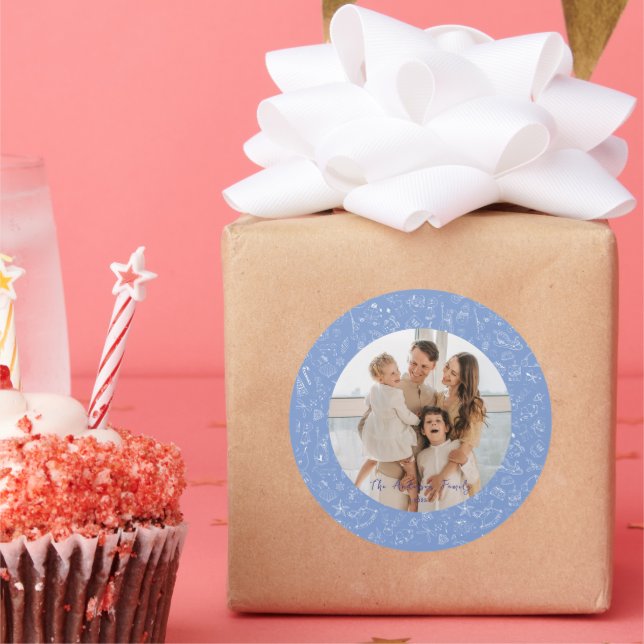 Whimsisches Foto Weihnachtsfeiertag Runder Aufkleber (Party)