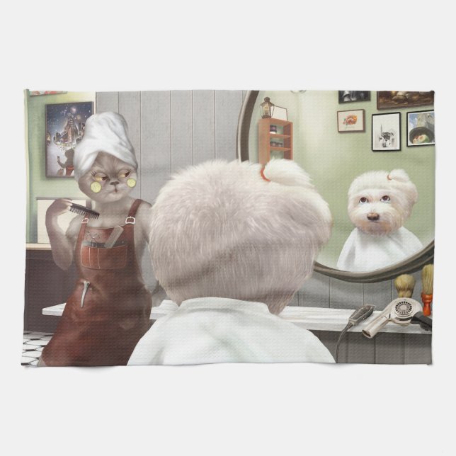 Whimsisches Friseursalon Geschirrtuch (Horizontal)