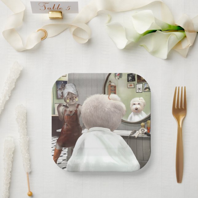 Whimsisches Friseursalon Pappteller (Hochzeit)