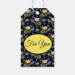 Whimsisches Gelbvögel & Blueberries Blk-Geschenk-T Geschenkanhänger