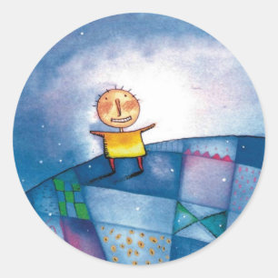 whimsisches Gemälde Runder Aufkleber