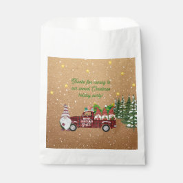 Whimsisches Gnome in Red Truck Weihnachtsgebäck Pa Geschenktütchen