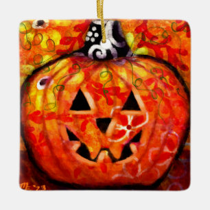 Whimsisches Halloween-Jack-O-Lantern Abstrakt Keramikornament
