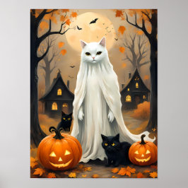 Whimsisches Halloween Night - Ghoful Cat Poster