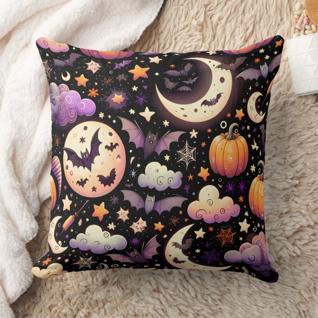 Whimsisches Halloween Night Sky Muster Kissen (Decke)