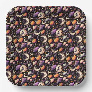 Whimsisches Halloween Night Sky Muster Pappteller