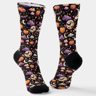 Whimsisches Halloween Night Sky Muster Socken
