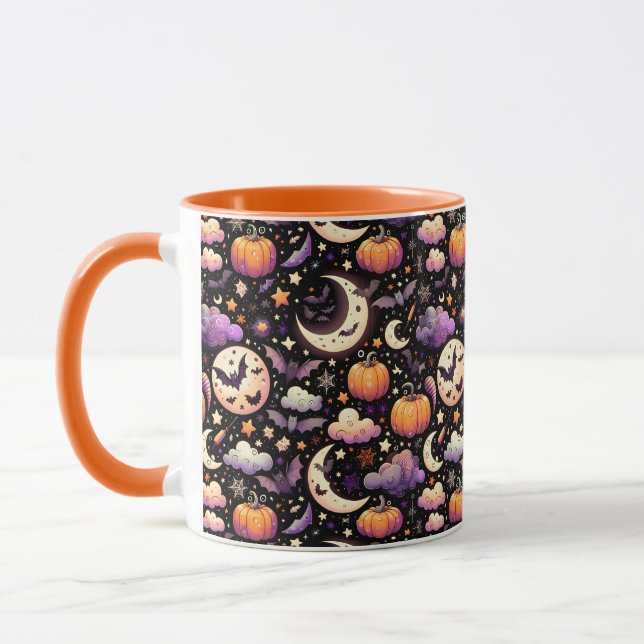 Whimsisches Halloween Night Sky Muster Tasse (Links)