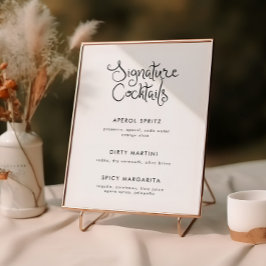 Whimsisches handgeschriebenes Cocktailmenü Poster