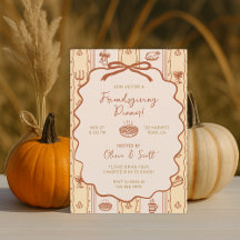 Whimsisches, handgezeichnetes Friendsgiving-Potluc