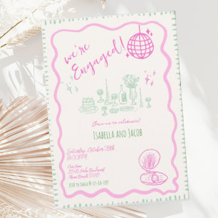 Whimsisches Handgezeichnetes, verrücktes Wavy-Enga Einladung