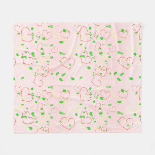 Whimsisches Herz- und Blattdesign Fleecedecke
