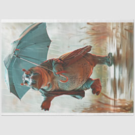 Whimsisches Hippo-Tanzen im Regen Dekoupage Seidenpapier