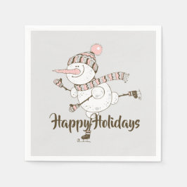 Whimsisches Ice Skaten Snowmen Serviette