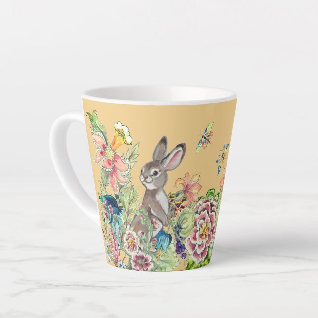 Whimsisches Kaninchen Gold Chinoiserie Bunny Milchtasse (Linke Ecke)