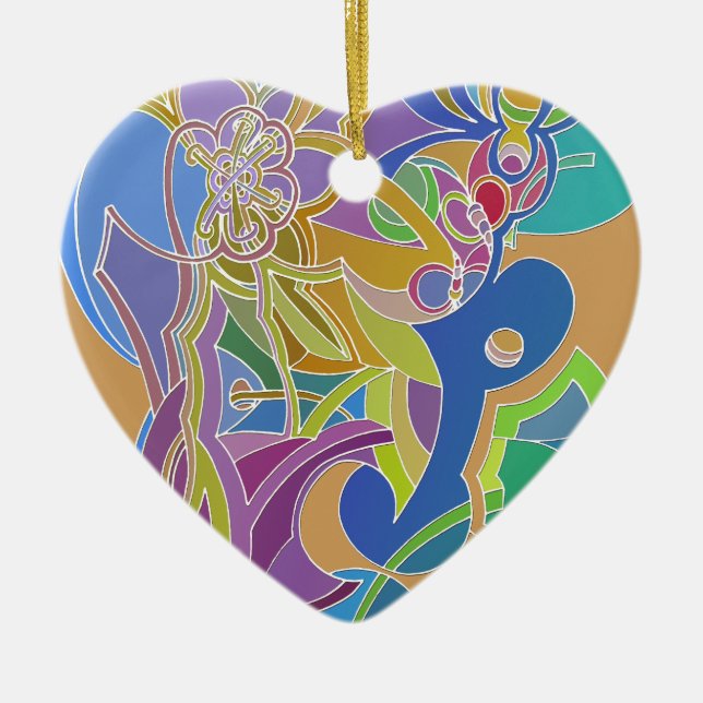 Whimsisches Kunstwerk Keramikornament (Vorne)