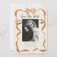 Whimsisches Kupfer-Foto Bow Save the Date