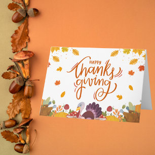 Whimsisches Land und Herbst verlassen Erntedank Karte