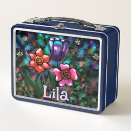 Whimsisches Lila Blau Pink Personalisiert Metall Brotdose