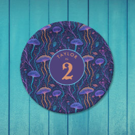 Whimsisches Lila Quallenmuster Party Pappteller