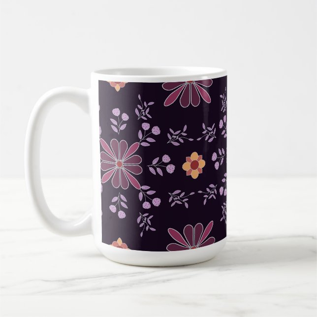 Whimsisches Lila und Gelbes Folk Tasse (Links)