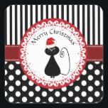 Whimsisches lustiges Weihnachtskatzenmuster Quadratischer Aufkleber<br><div class="desc">Whimsical lustige Weihnachts Weihnachtskatzen Muster Design.</div>