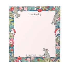 Whimsisches Mäuse Mushroom Aquamarin Pink Woodland Notizblock