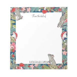 Whimsisches Mäuse Mushroom Woodland Custom Notizblock