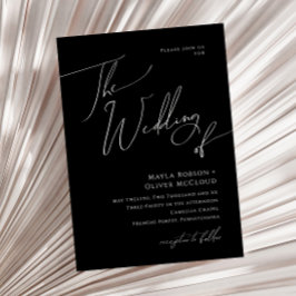 Whimsisches Minimalistisches Skript | Schwarz die Einladung