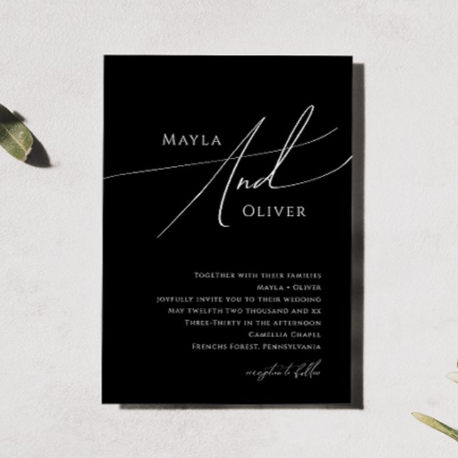 Whimsisches Minimalistisches Skript | Schwarze Hoc Einladung (Von Creator hochgeladen)