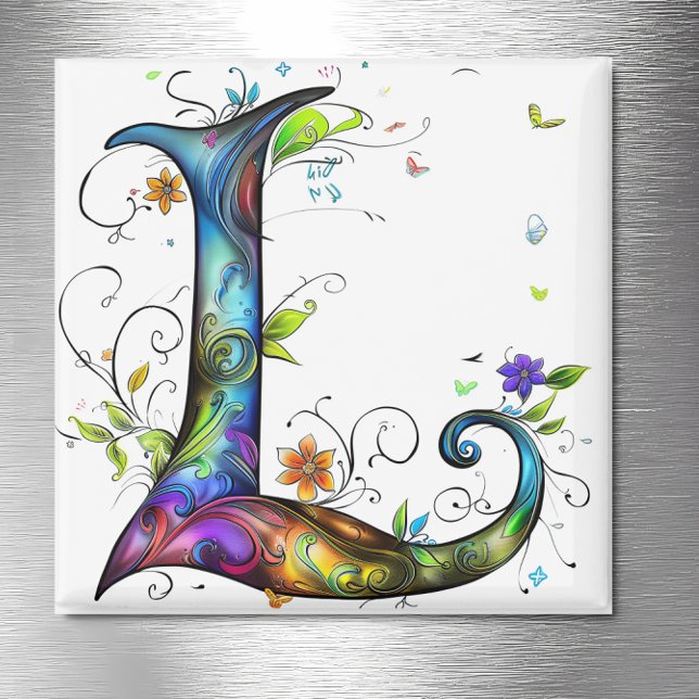 Whimsisches Monogramm L Magnet (Von Creator hochgeladen)