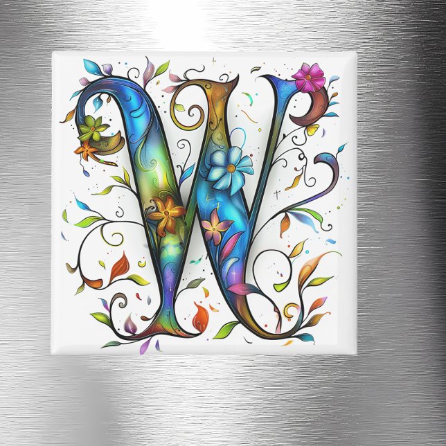 Whimsisches Monogramm W Magnet (Von Creator hochgeladen)