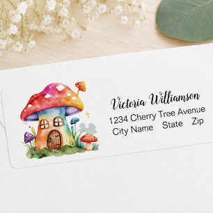 Whimsisches Mushroom House Niedliche Aquarellfarbe