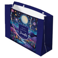 Whimsisches Nachtleben Big Moon Landschaft Geburts