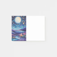 Whimsisches Nachtleben Big Moon Landschaft
