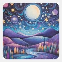 Whimsisches Nachtleben Big Moon Landschaft