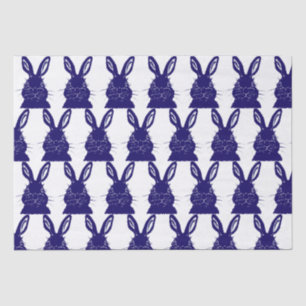 Whimsisches Navy Blue & White Bunny Rabbit Muster Seidenpapier