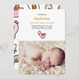 Whimsisches Niedlich Ducklings Foto Baby Girl Birt Ankündigung