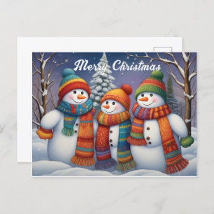 Whimsisches Niedlich Snowmen Postkarte