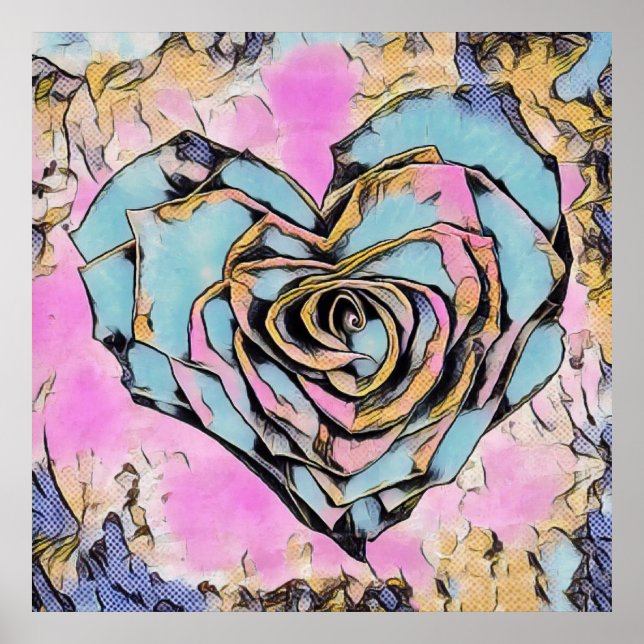 Whimsisches niedliches Herz bunt zeichnend Poster (Vorne)