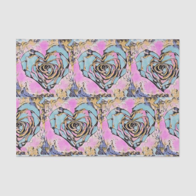 Whimsisches niedliches Herz bunt zeichnend Seidenpapier (Vorderseite)