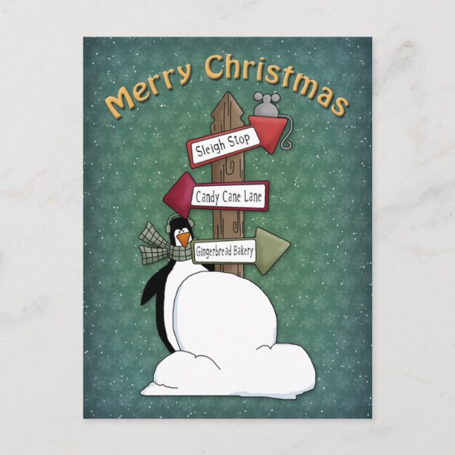 Whimsisches, niedliches Pinguindesign Postkarte (Vorderseite)