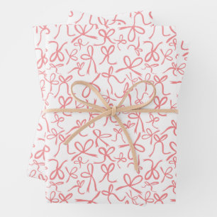 Whimsisches Niedliches Pink Bows Muster Girly Gift Geschenkpapier Set