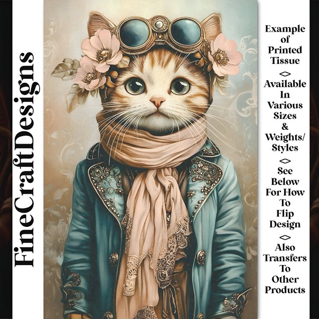 Whimsisches Niedliches Steampunk Cat + Scarf BH2 D Seidenpapier (Von Creator hochgeladen)