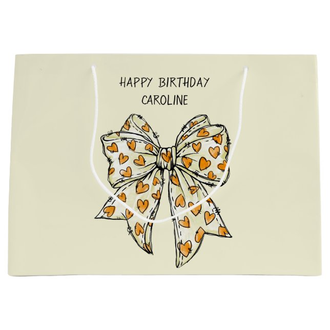Whimsisches Orange Yellow Coquette Herzerbauch Große Geschenktüte (Vorderseite)