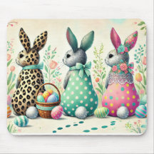 Whimsisches Ostertrio Gemustert Bunnies Mouse Pad