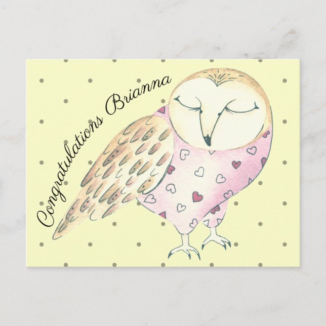 Whimsisches Owl Personalisiert Postkarte (Vorderseite)
