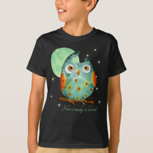 Whimsisches Owl Watercolor Style Name School auf d T-Shirt