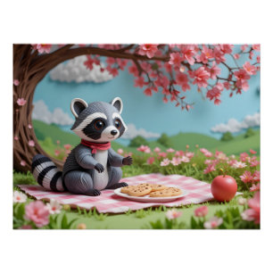 Whimsisches Papier Raccoon Poster